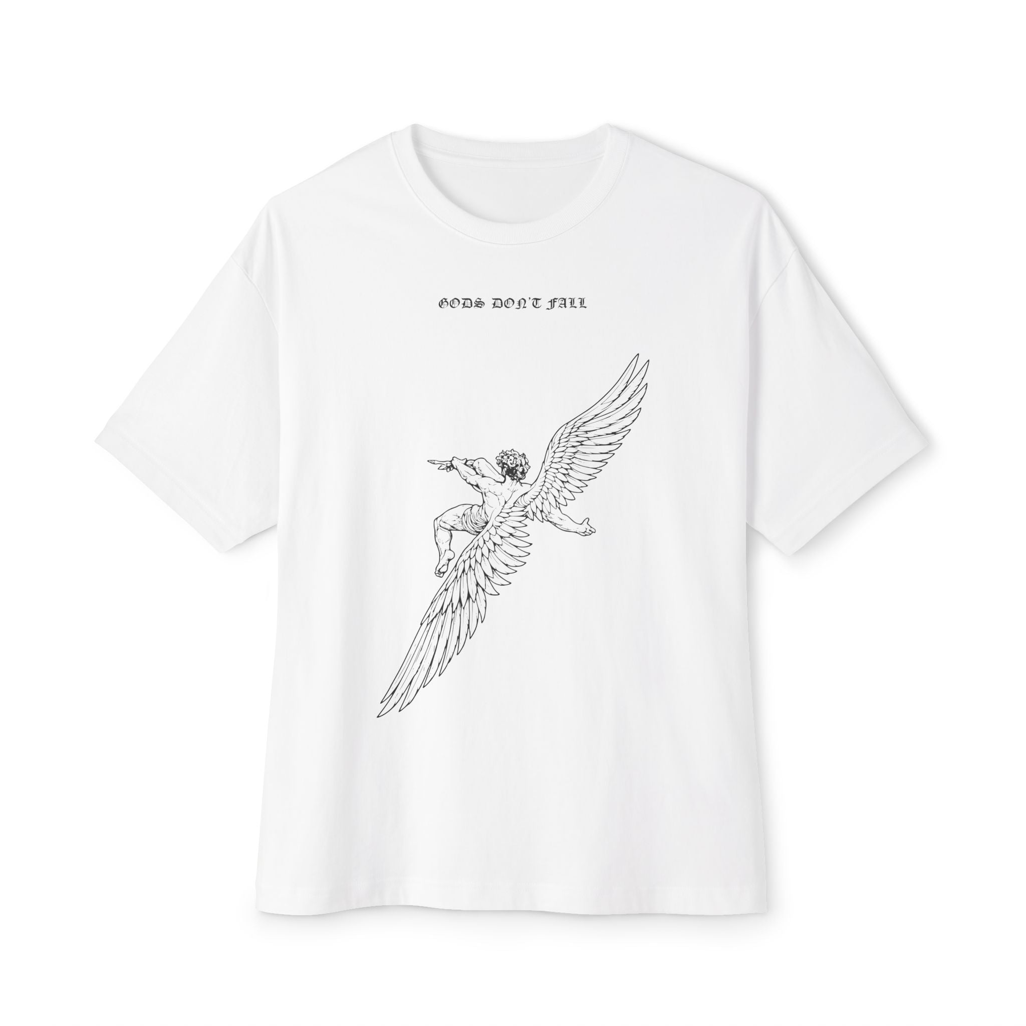 Boxy Tee — Minimal Angel Line Art "Bring Me To Life" Graphic
